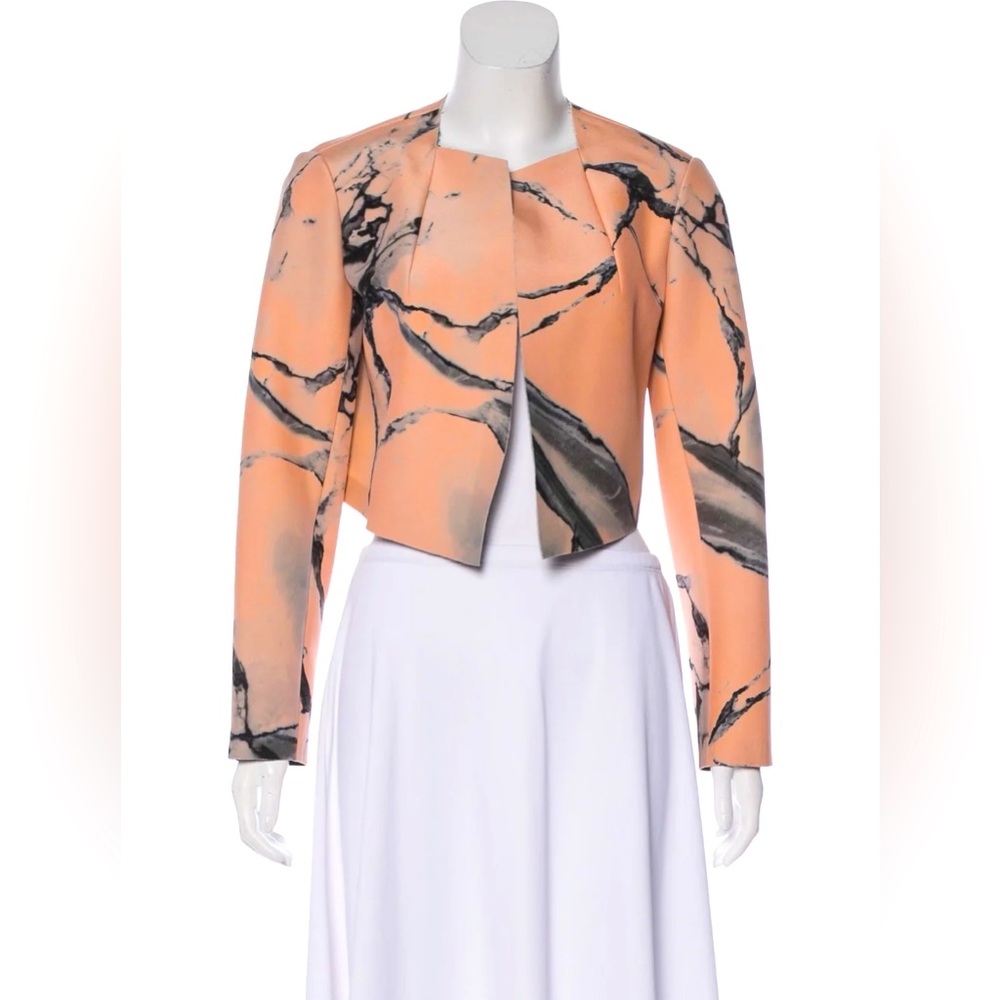 ROBERT RODRIGUEZ Orange Black & Dove Silk Neoprene Jacket Cropped Blazer Size: S